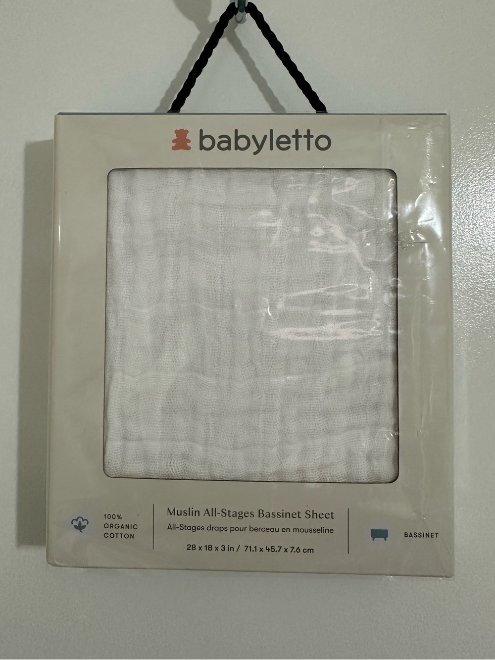 BABYLETTO Organic Cotton White Muslin All-Stages Bassinet Sheet NWT